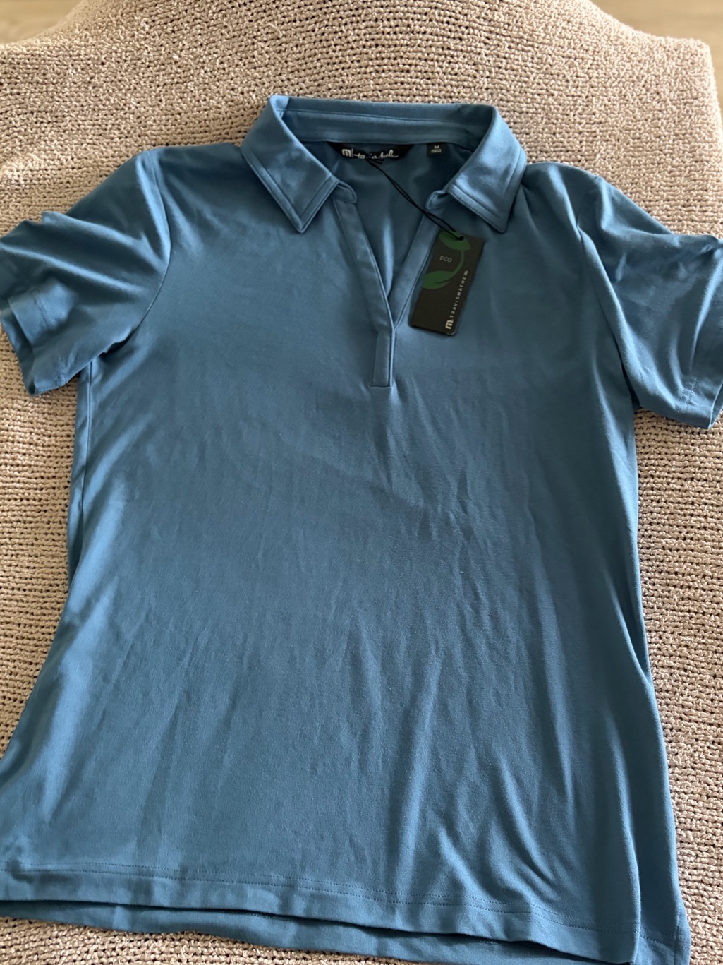 Nwt Travismathew Glenview Eco Performance Golf Polo Shirt Blue Medium